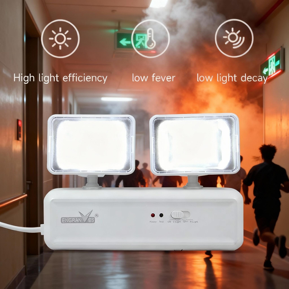 Power Outage Light - ไฟฉุกเฉิน LED ไฟฉุกเฉินแบบสองหัว แบตเตอรี่สำรอง ไฟดับเพลิง สำหรับอาคารพาณิชย์